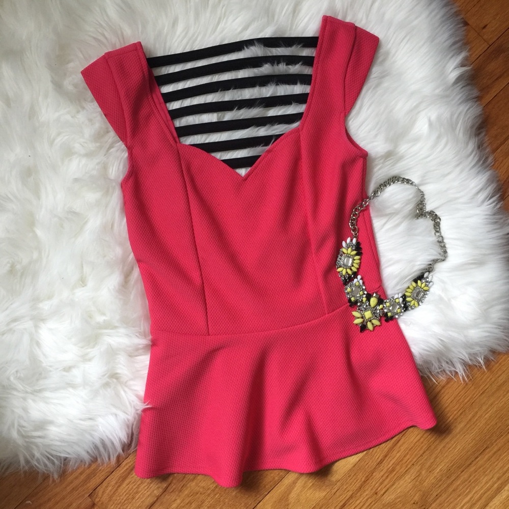 Peplum Top with Strappy Decorative Back